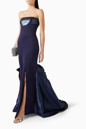 Strapless Gown in Neoprene