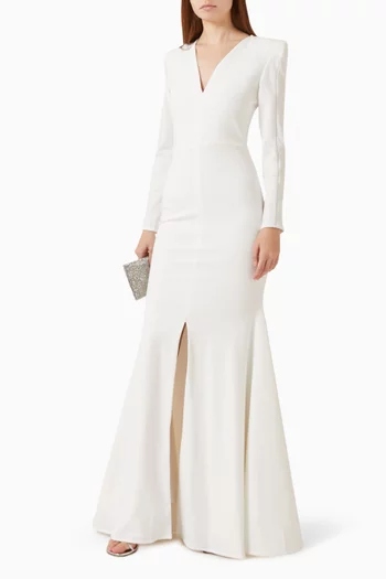 V-neck Gown in Crepe