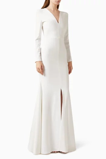 V-neck Gown in Crepe