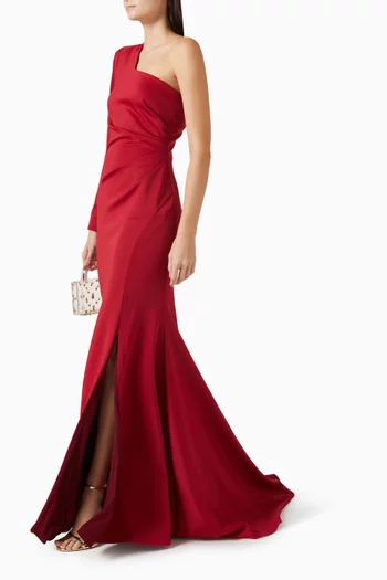 One-shoulder Gown in Neoprene