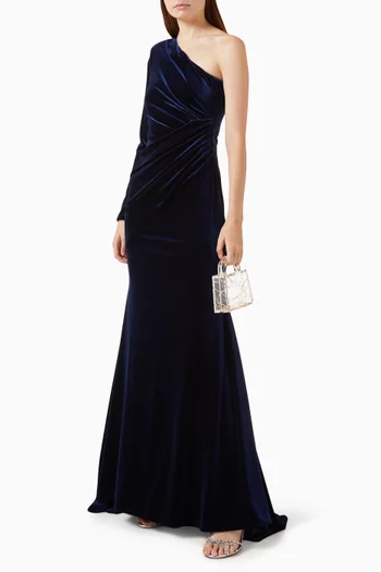 One-shoulder Gown in Velvet