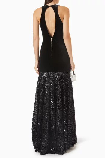 Racer Sequin Gown in Velvet