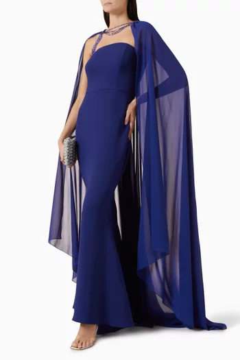 Bead-embellished Cape & Dress Set