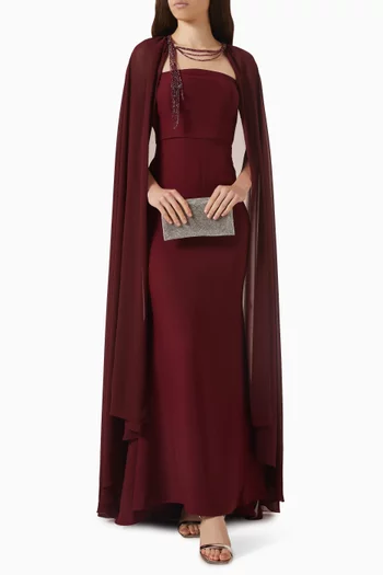 Bead-embellished Cape & Dress Set