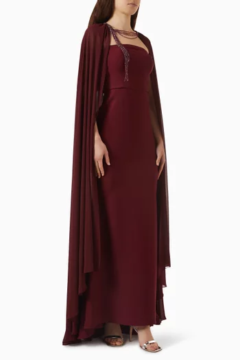 Bead-embellished Cape & Dress Set