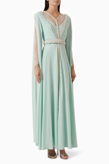 Embellished Lace-panel Kaftan