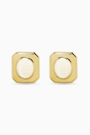 1990s Vintage Rectangular Earrings in Gold-plated Metal