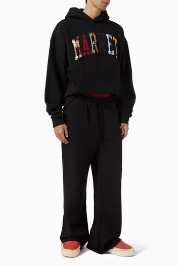 Plaid Appliqué Arc Hoodie