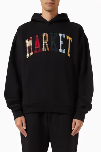 Plaid Appliqué Arc Hoodie