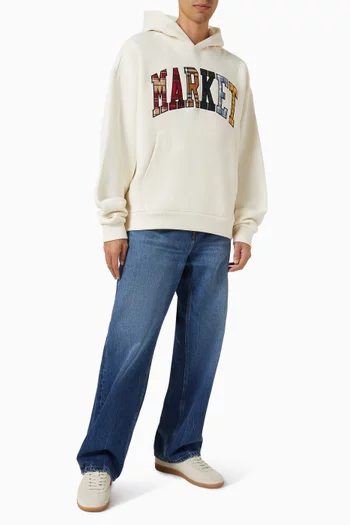 Plaid Appliqué Arc Hoodie
