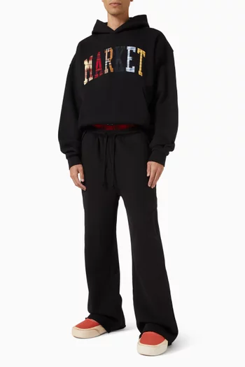Plaid Appliqué Open-leg Sweatpants