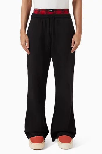 Plaid Appliqué Open-leg Sweatpants