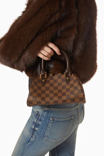 Mini Ribera Top-handle Bag in Damier Ebene Coated Canvas