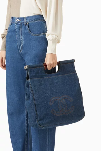 Large CC Top-handle Bag in Denim