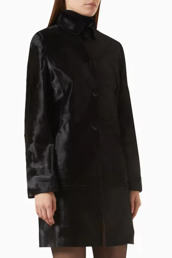 Stella Panelled Coat in Calf Hair