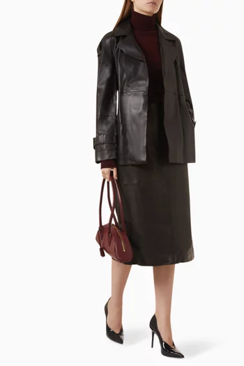 Alana Midi Skirt in Leather