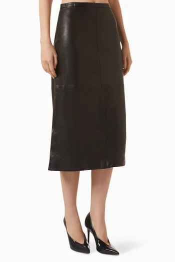 Alana Midi Skirt in Leather
