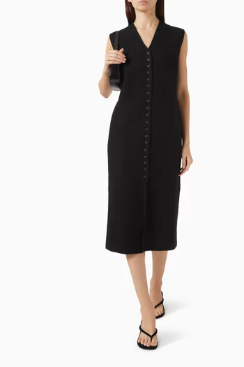 Buttoned Midi Dress in Knit