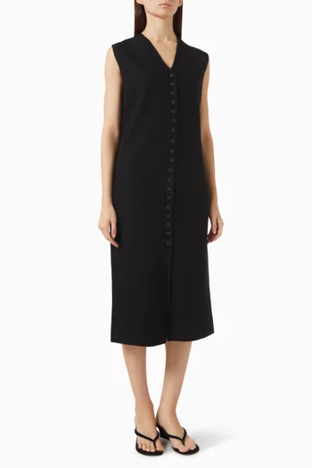Buttoned Midi Dress in Knit