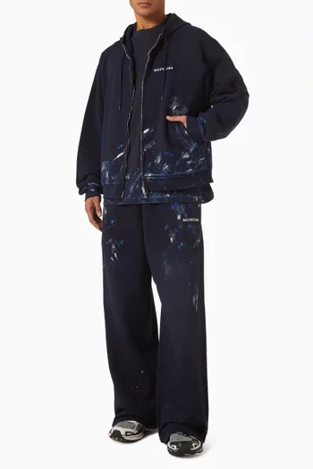 Paint Splatter Oversized Zip-up Hoodie in Dry Fleece