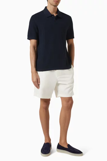 Cable-knit Polo Shirt in Cotton