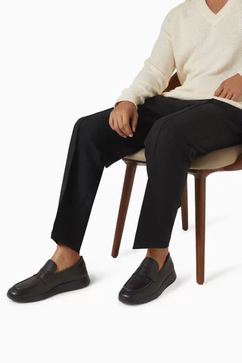Red Dot Moccasins in Leather