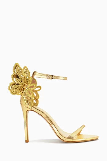 Chiara Broderie 100 Sandals in Mirrored Leather