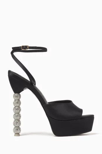 صندل إيفي مرصع بالكريستال بنعل سميك وكعب 140 مم ستان