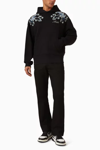 Floral Embroidered Hoodie in Cotton