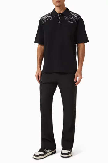 Floral Embroidered Polo T-shirt in Cotton