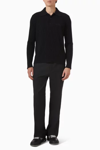 Polo Sweater in Ribbed-knit