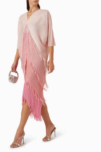 Kimono Fringed Colour-block Dress