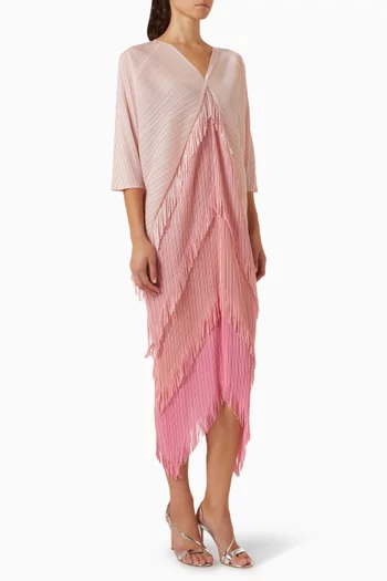 Kimono Fringed Colour-block Dress
