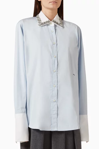 Embroidered Shirt in Cotton-poplin
