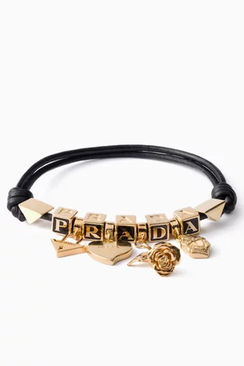 Logo Bracelet in Nappa Leather & Metal