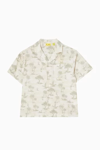 Toile De Jouy Bowling Shirt in Cotton