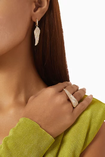Wings Classic Hoop & Drop Diamond Earrings in 18kt Yellow Gold