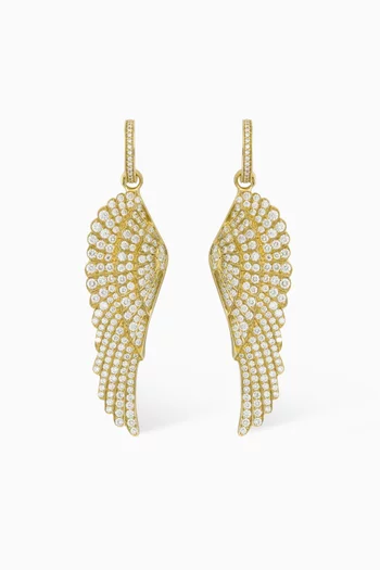 Wings Classic Hoop & Drop Diamond Earrings in 18kt Yellow Gold