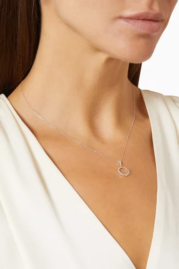 Open Circle Diamond Necklace in 18kt White Gold