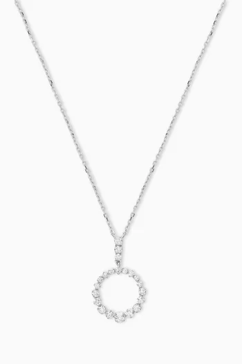 Open Circle Diamond Necklace in 18kt White Gold