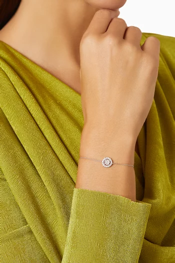 Round Diamond Cluster Chain Bracelet in 18kt White Gold