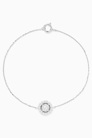 Round Diamond Cluster Chain Bracelet in 18kt White Gold