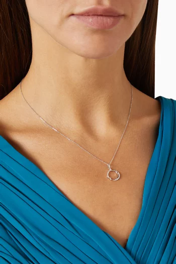 Open Circle Diamond Pendant Necklace in 18kt White Gold
