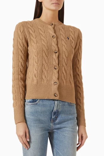 Cable-knit Cardigan in Wool Blend