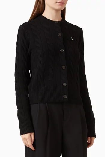 Cable-knit Cardigan in Wool Blend