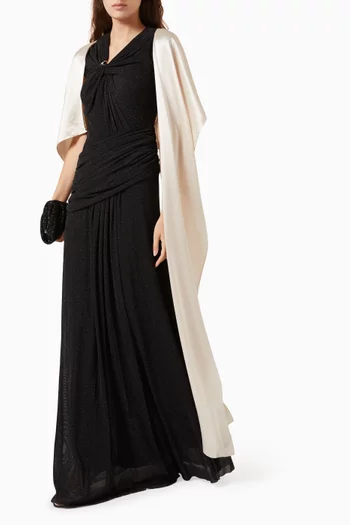 The Fiano Draped Dress in Metallic Jersey