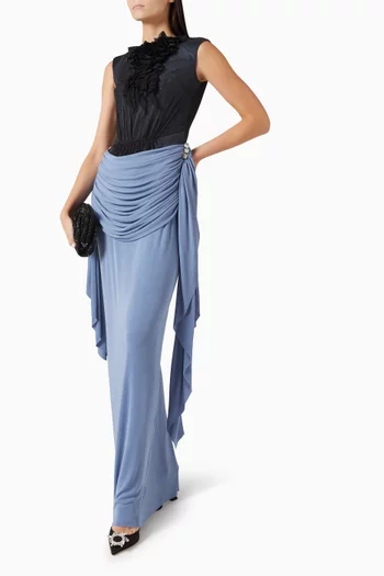 Amarone Ruffled Dress in Metallic Jersey