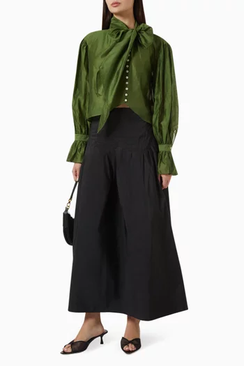 Bow-detail Shirt in Cashmere-blend