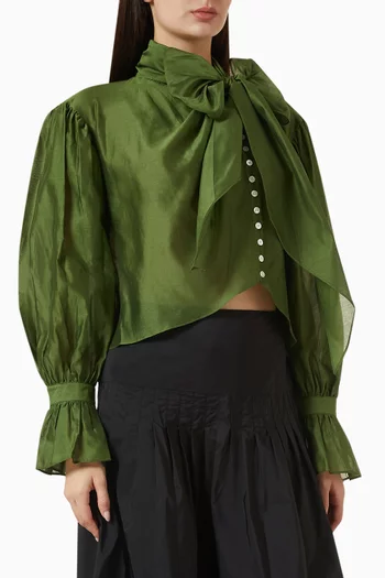 Bow-detail Shirt in Cashmere-blend