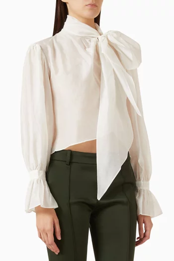Bow-detail Shirt in Cashmere-blend